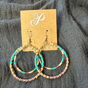 ‼️NWT Plunder Multicolor Beaded Hoop Earrings